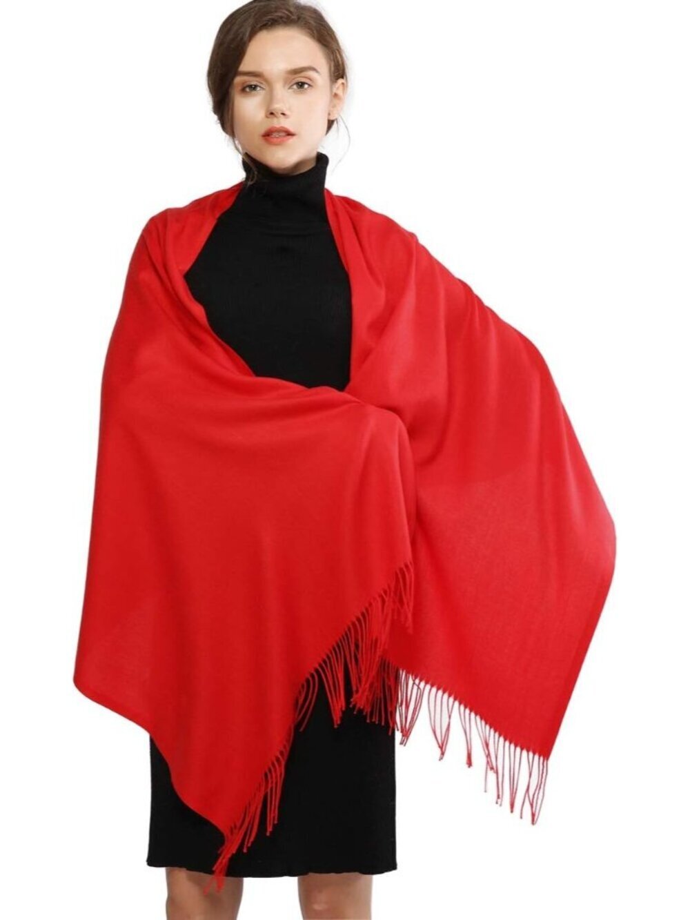 Women's Red Wedding Bridal Scarf Pashmina Shawls Long Large Scarves